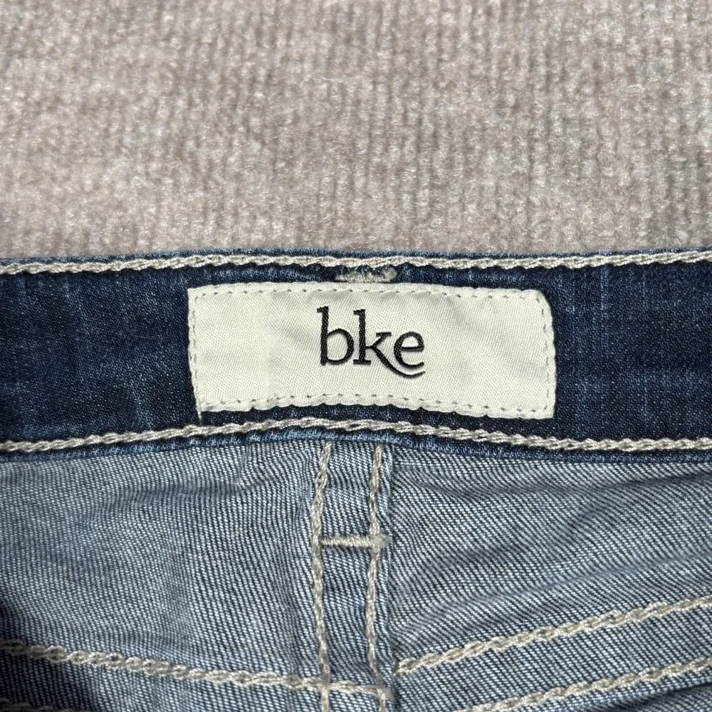 BKE Jeans Youth Girls Size 14 Adelyn Crop Dark Blue Denim Faded Distressed Y2K